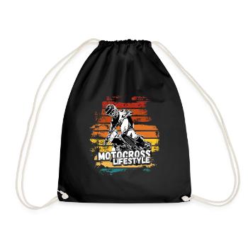 Motocross Design Enduro / Gift Idea / MX Retro - Drawstring Bag - black - Front