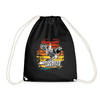 Motocross Design Enduro / Gift Idea / MX Retro - Drawstring Bag - black - Front