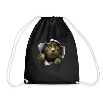 Kitten crack cute cat - Drawstring Bag - black - Front