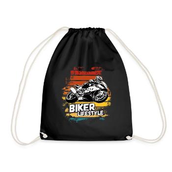 Motorcycle Lifestyle / Motorcycle / Motorcyclebiker - Drawstring Bag - black - Front