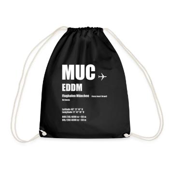 MUC Munich Airport Franz Josef Strauss Gift - Drawstring Bag - black - Front