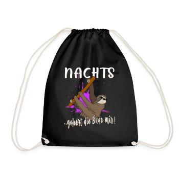 nachtschicht faultier nachtarbeit schichtarbeit - Turnbeutel - Schwarz - Vorne