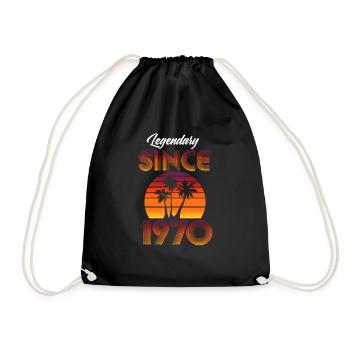 Legendary Since 1970 Retro Vintage 1970's Birthday - Drawstring Bag - black - Front
