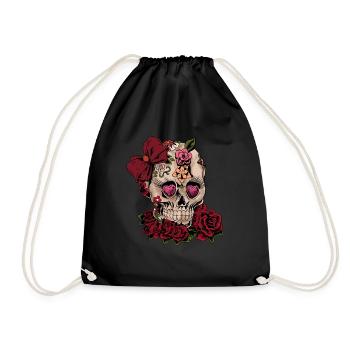 Sugar Skull Roses Day Of The Dead Cadeau - Sac de sport léger - noir - Devant