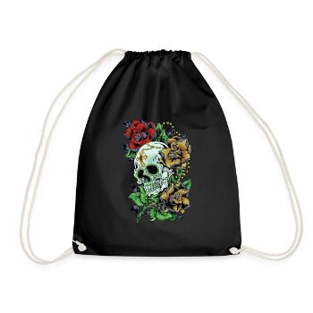 Zucker Schädel Tag der Toten Geschenk - Turnbeutel - Schwarz - Vorne