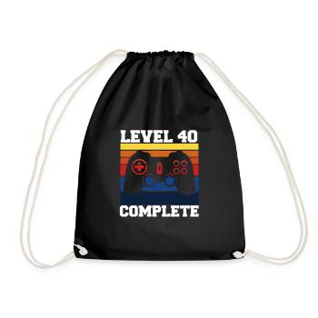 Level 40 Years Birthday Gift Idea - Drawstring Bag - black - Front