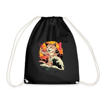 Sushi Cat Japonais Fish Food Asian Sushi Cadeau - Sac de sport léger - noir - Devant