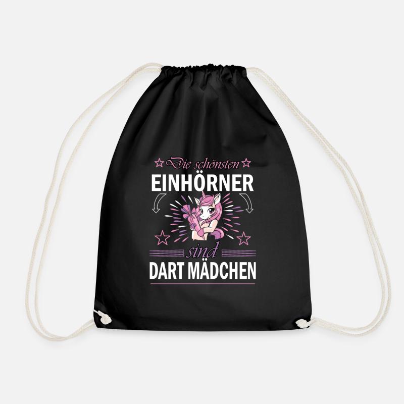 Dart Mädchen Einhörner Darts Girls Damen - Turnbeutel - Schwarz
