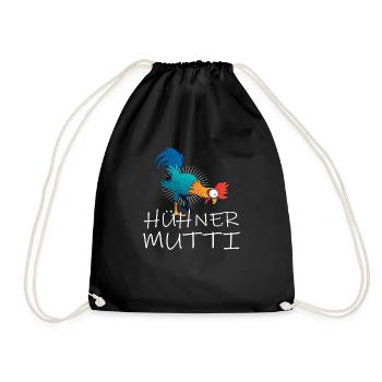 Hühner Mutti Huhn - Turnbeutel - Schwarz - Vorne