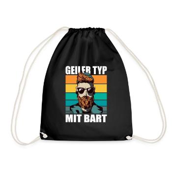 Bart Bartträger bartpflege Schnurrbart Hipster - Turnbeutel - Schwarz - Vorne
