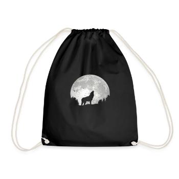 Wolf Conservation Predators Nature Full Moon Forest - Drawstring Bag - black - Front