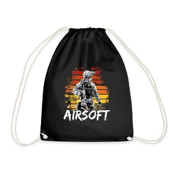 Airsoft /Softair / Softgun / AEG Airsoft Milsim - Drawstring Bag - black - Front
