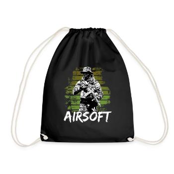 Airsoft /Softair / Softgun / AEG Airsoft Milsim - Drawstring Bag - black - Front