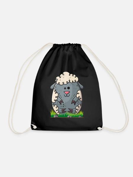 Merry Easter Egg Sheep - Drawstring Bag - black