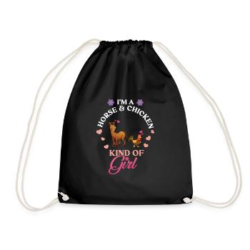 Je suis cheval et poulet genre fille animaux ferme - Sac de sport léger - noir - Devant