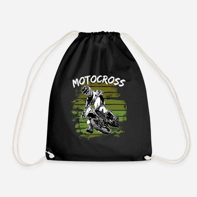 Motocross Design Enduro / Geschenkidee / MX Retro - Turnbeutel - Schwarz