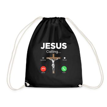 Jesus is Calling Jesus Calls - Drawstring Bag - black - Front