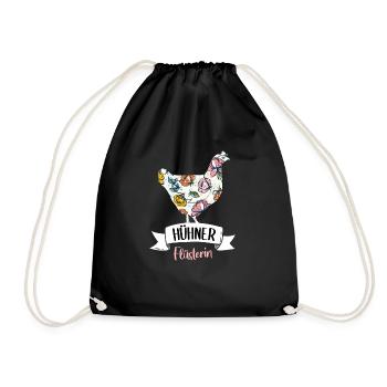 Hühner Flüsterin Huhn Landwirtin geschenk - Turnbeutel - Schwarz - Vorne