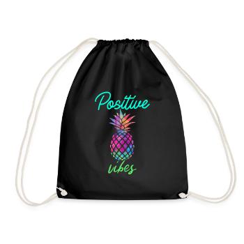 Positive Vibes - Pineapple, summer - Drawstring Bag - black - Front