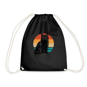 Black Cat Vintage - Turnbeutel - Schwarz - Vorne