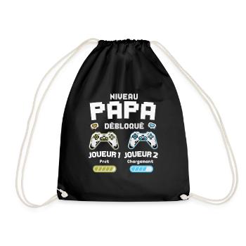 Niveau Papa Annonce Grossesse Futur Père Gamer - Sac de sport léger - noir - Devant