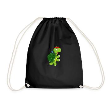 Marathon jogging turtle marathon runner jogging - Drawstring Bag - black - Front