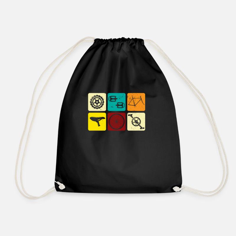 Cycling Vintage Cyclist Velo Gift - Drawstring Bag - black