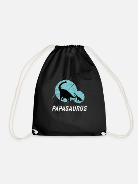 Papasaurus Brontosaurus Vater und Sohn Dino - Turnbeutel - Schwarz