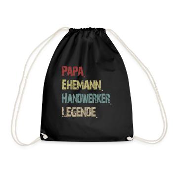 Papa Ehemann Handwerker Legende Vintage Retro - Turnbeutel - Schwarz - Vorne