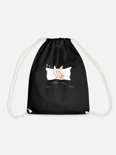 Schlafshirt Pyjama Schlafanzug Nachthemd Hase - Turnbeutel - Schwarz