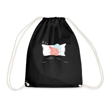 Sleep shirt Pajama Pyjama Sleepsuit Nightgown Pig - Drawstring Bag - black - Front
