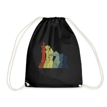 Chess Chess Pieces Retro Vintage - Drawstring Bag - black - Front
