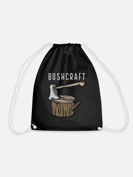 Bushcraft - Axe with wooden trunk - Drawstring Bag - black