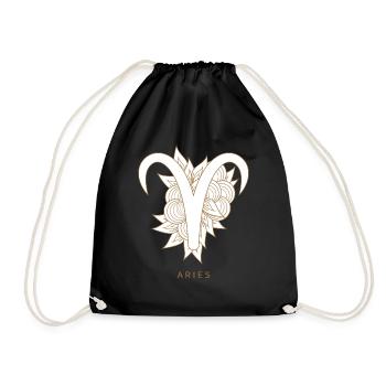 Aries Widder Sternzeichen Astrology - Turnbeutel - Schwarz - Vorne