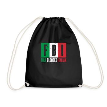 Italia FBI Full Blooded Italian Italy Gift - Drawstring Bag - black - Front