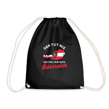 österreich Urlaub Lustig Geschenk Austria Flagge - Turnbeutel - Schwarz - Vorne