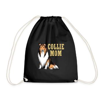 Langhaar Collie Mama für Hunde Härrchen und - Turnbeutel - Schwarz - Vorne