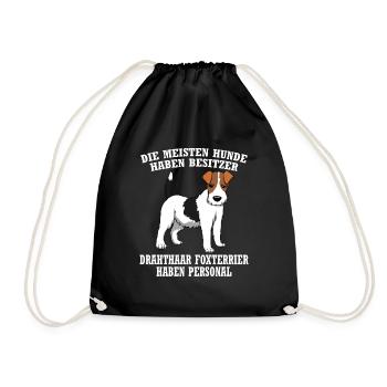Drahthaar Foxterrier Hund Ich War Normal Bis mein - Turnbeutel - Schwarz - Vorne