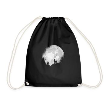 Beagle dog dogs dog motif dogs full moon - Drawstring Bag - black - Front