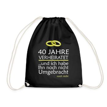 40 Jahre Verheiratet Rubinhochzeit Geschenkidee - Turnbeutel - Schwarz - Vorne
