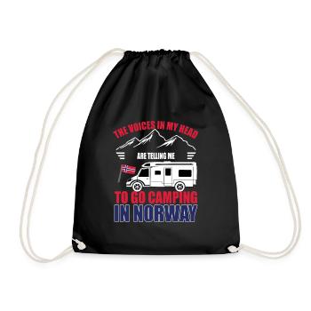 Camping Norway voices in my head camping - Drawstring Bag - black - Front