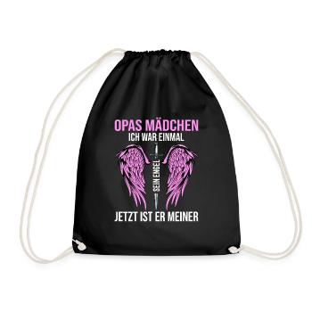 Opas Mädchen Ich War Einmal Sein Engel - Turnbeutel - Schwarz - Vorne