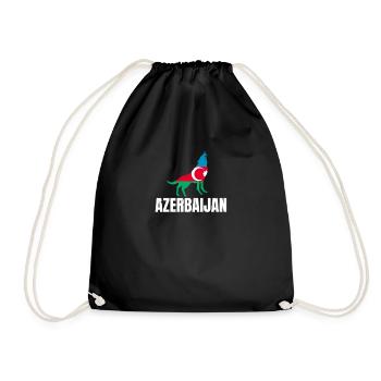 Azerbaijan flag with Wolf Azerbaijan - Drawstring Bag - black - Front