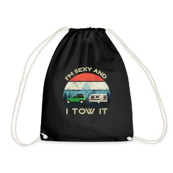 Je suis sexy et je le remorque-Funny Camper-Retro Vintage - Sac de sport léger - noir - Devant