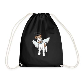 Foxterrier Drahthaar Engel | Foxterrier T-Shirt - Turnbeutel - Schwarz - Vorne