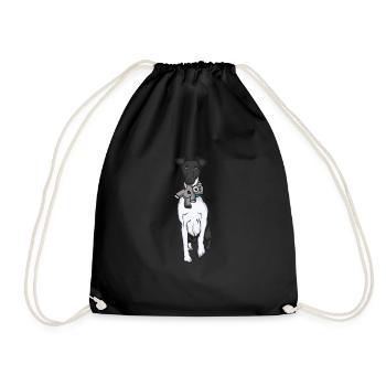 Foxterrier Drahthaar Kuscheltier - Turnbeutel - Schwarz - Vorne
