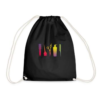 Friseur Friseurin Friseure Friseursalon Geschenk - Turnbeutel - Schwarz - Vorne