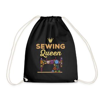 Sewing Queen Nähen Königin Geschenk - Turnbeutel - Schwarz - Vorne