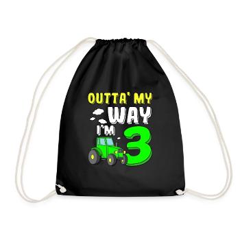 J’ai trois | 3. Enfants d’anniversaire tracteur - Sac de sport léger - noir - Devant