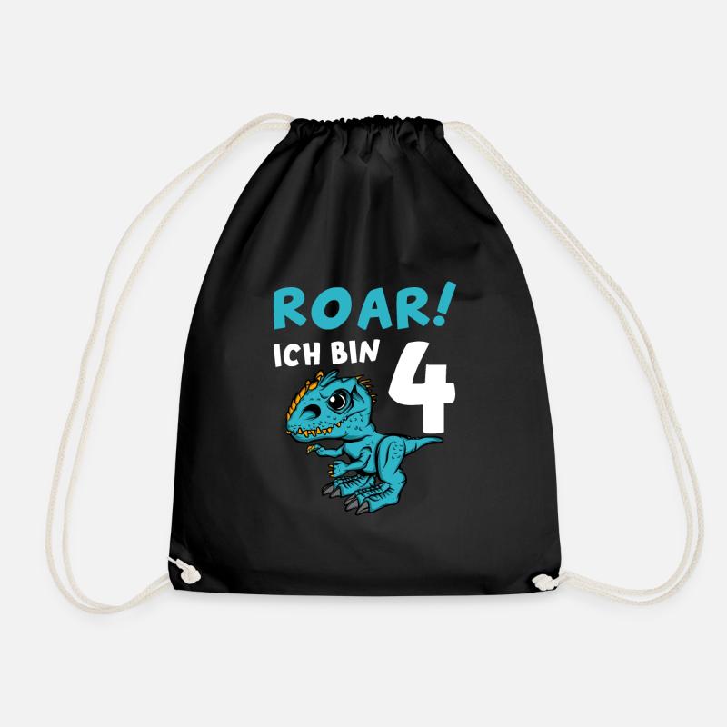 Roar Ich Bin 4 | 4. Geburtstag Jungen Dino - Turnbeutel - Schwarz